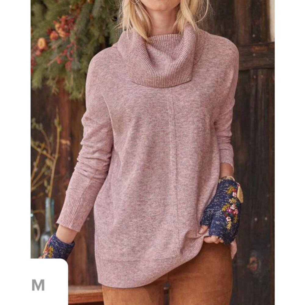 Sundance Sweater Sz M Gracie Isle Cowl Neck Pink Oversized Cozy Cottagecore - Picture 9 of 9